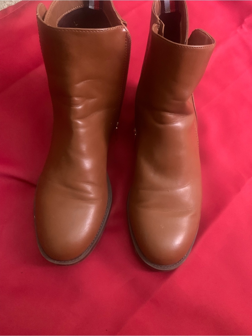 Tommy Hilfiger Women's Tan Leather Ankle Boots